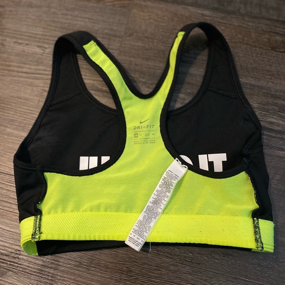 Nike Just Do It Logo Sports Bra Neon Black White - Picture 5 of 6